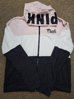 PINK Victoria's Secret Large Full Zip Colorblock Hoodie